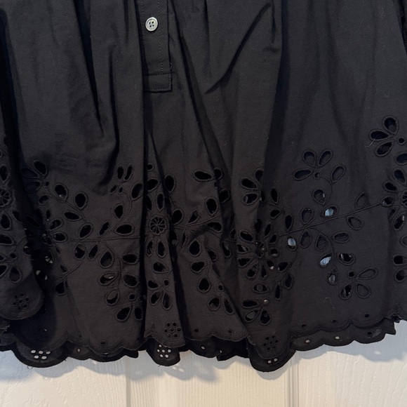 Madewell Black Eyelet Blouse Women Size L - Picture 4 of 8